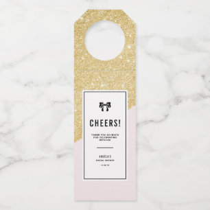 Pink and Gold Glitter Modern Personalized Bottle Hanger Tag