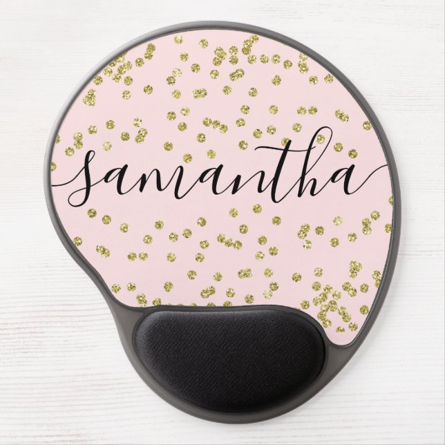 Pink and Gold Glitter Mouse Pad (Front)