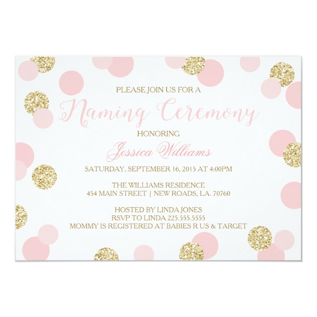 Pink And Gold Glitter Naming Ceremony Invites