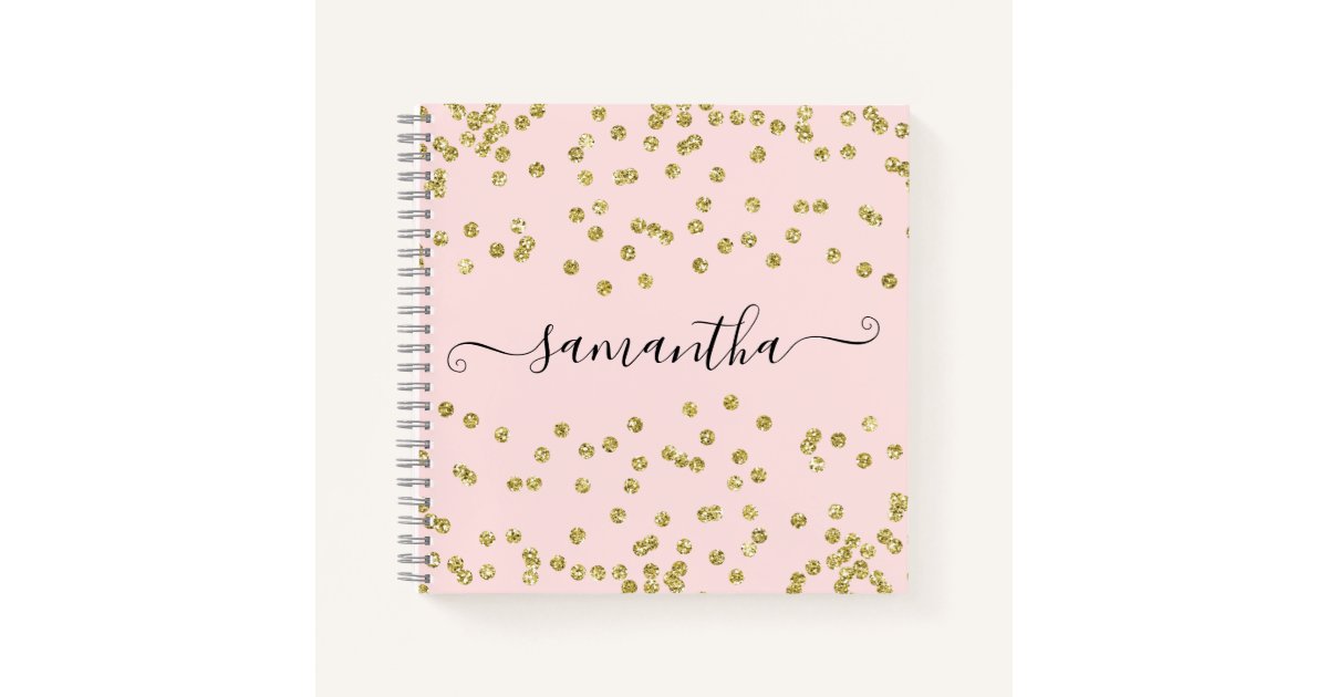 Pink and Gold Glitter Notebook Zazzle