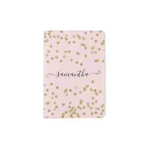 Pink and Gold Glitter Passport Holder