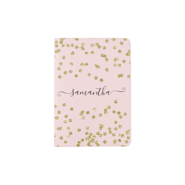 Pink and Gold Glitter Passport Holder (Front)