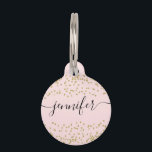 Pink and Gold Glitter Pet ID Tag<br><div class="desc">Designed to coordinate with our Pink and Gold Glitter wedding collection, this pet tag features a gold glitter border on pink background. For more advanced customization of this design, please click the "CUSTOMIZE" button above. Please note, glitter is as printed effect and not physical glitter pieces. Please contact me for...</div>