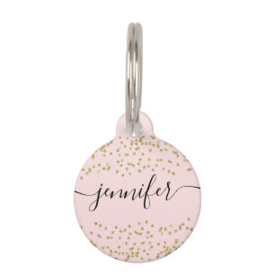 Pink and Gold Glitter Pet ID Tag