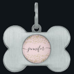 Pink and Gold Glitter Pet Tag<br><div class="desc">Designed to coordinate with our Pink and Gold Glitter wedding collection, this pet tag features a gold glitter border on pink background. For more advanced customization of this design, please click the "CUSTOMIZE" button above. Please note, glitter is as printed effect and not physical glitter pieces. Please contact me for...</div>
