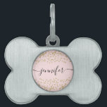 Pink and Gold Glitter Pet Tag<br><div class="desc">Designed to coordinate with our Pink and Gold Glitter wedding collection, this pet tag features a gold glitter border on pink background. For more advanced customization of this design, please click the "CUSTOMIZE" button above. Please note, glitter is as printed effect and not physical glitter pieces. Please contact me for...</div>