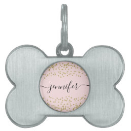 Pink and Gold Glitter Pet Tag