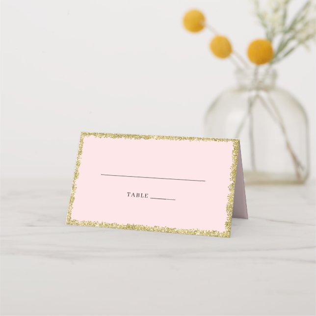 Pink and Gold glitter  Place Card (Front)