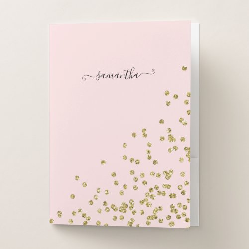 Pink and Gold Glitter Pocket Folder