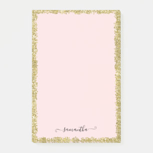 Pink and Gold Glitter Post-it Notes