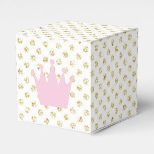 Pink and Gold Glitter Princess Crown Favor Box