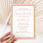Pink and Gold Glitter Rectangle Bat Mitzvah Invitation<br><div class="desc">This trendy Bat Mitzvah invitation features sparkling faux glitter layered against a solid color background. Use the template form to add your own information. The "Customize" feature can be used to change the font style,  color and layout.</div>