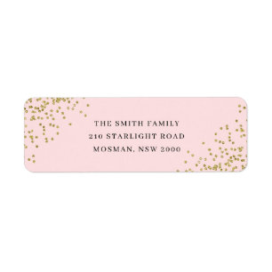 Pink and Gold Glitter Return Address Label