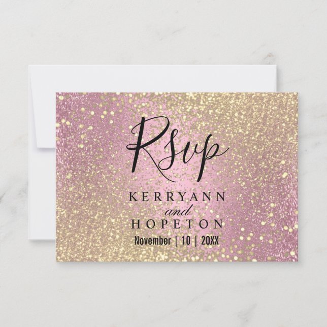 Pink and Gold Glitter - RSVP (Front)