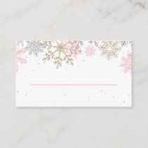 Pink and Gold Glitter Snowflake Place Cards