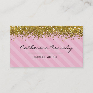 Pink and Gold Glitter Sparkle, Makeup Artist Business Card