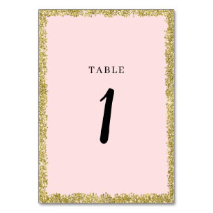 Pink and Gold Glitter Table Numbers