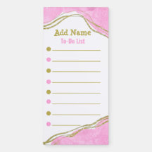 Pink and Gold Glitter To Do List Magnetic Notepad