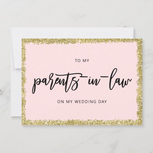 Pink and Gold Glitter to my parents in law card