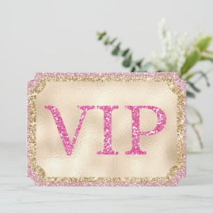 Pink and Gold Glitter VIP Event Ticket Invitation