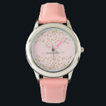 Pink and Gold Glitter Watch<br><div class="desc">Designed to coordinate with our Pink and Gold Glitter wedding collection, this cute watch features a gold glitter border on pink background. For more advanced customization of this design, please click the "CUSTOMIZE" button above. Please note, glitter is as printed effect and not physical glitter pieces. Please contact me for...</div>