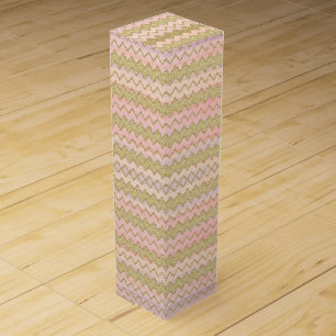 Pink and Gold Glitter Wavy Stripes Wine Box