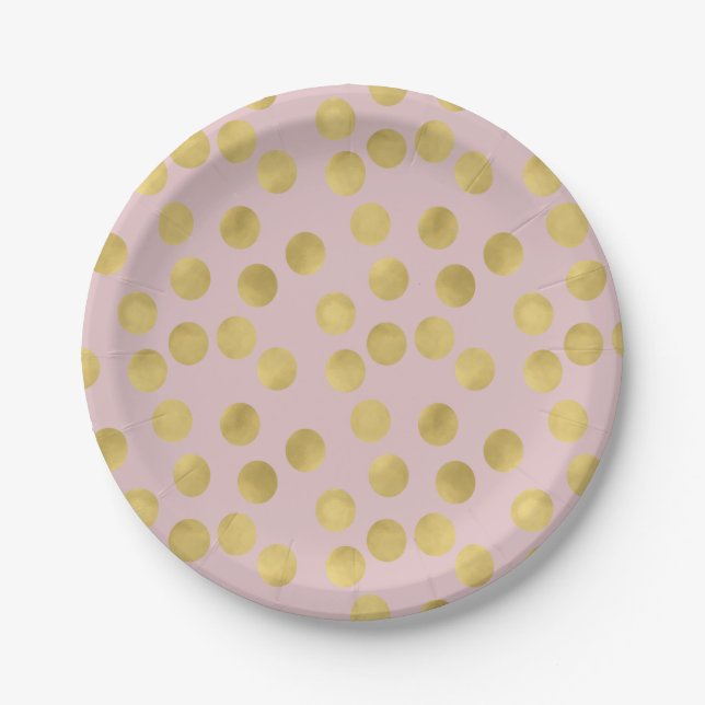 Pink and Gold Glitz Dots Paper Plates (Front)
