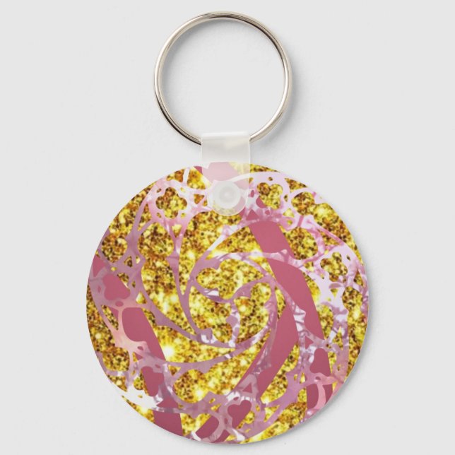 Pink and Gold Glitz Keychain (Front)