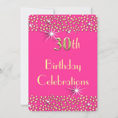 Pink and Gold Glitzy Sparkle 30th Birthday Party Invitation