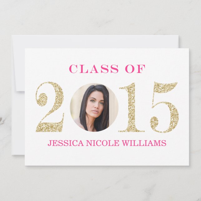 Pink and Gold Graduation Invitations (Front)