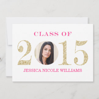 Pink and Gold Graduation Invitations