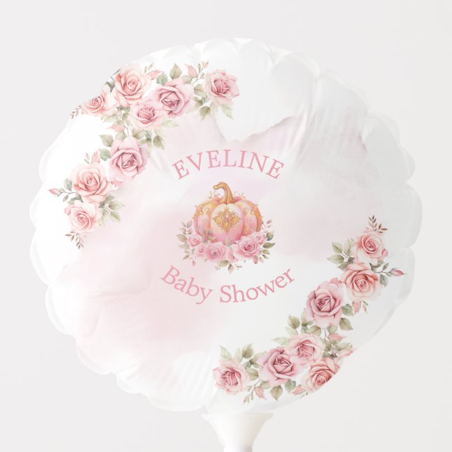 Pink and Gold Halloween Little Pumpkin Baby Shower Balloon (Front)