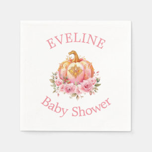 Pink and Gold Halloween Little Pumpkin Baby Shower Napkins