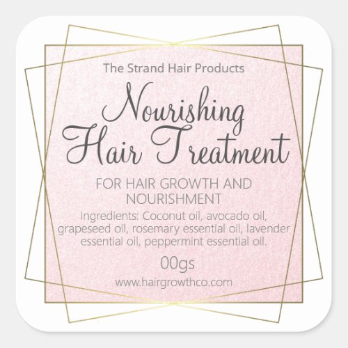 Pink And Gold Handmade Hair Treatment Mask Square Sticker