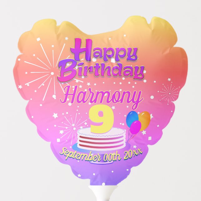 PINK and GOLD Happy Birthday | Editable Balloon (Front)