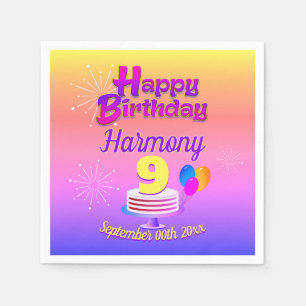 PINK and GOLD Happy Birthday Editable Napkins
