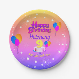 PINK and GOLD Happy Birthday Paper Plates
