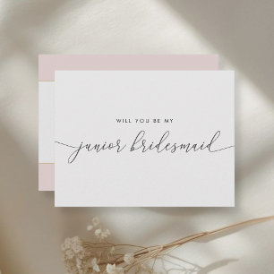Pink and Gold Heart Be My Junior Bridesmaid Invitation Postcard
