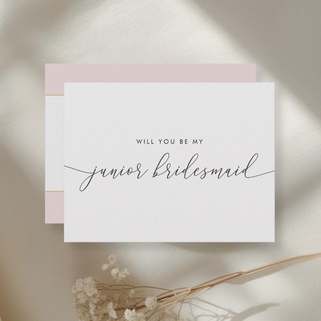 Pink and Gold Heart Be My Junior Bridesmaid Invitation Postcard (Creator Uploaded)
