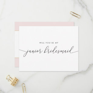 Pink and Gold Heart Be My Junior Bridesmaid Invitation Postcard