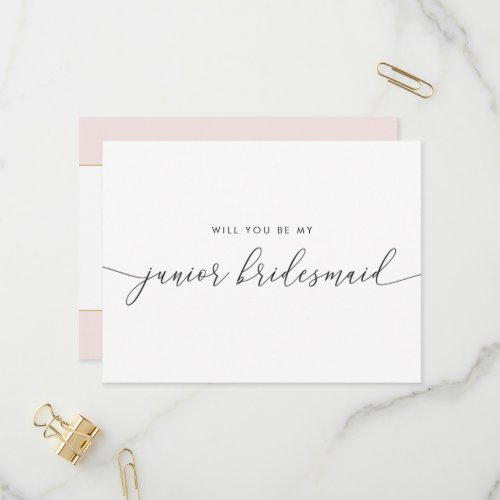 Pink and Gold Heart Be My Junior Bridesmaid