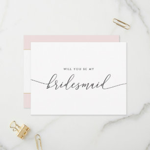 Pink and Gold Heart Bridesmaid Proposal Invitation