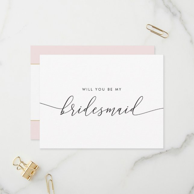 Pink and Gold Heart Bridesmaid Proposal Invitation (Front/Back In Situ)