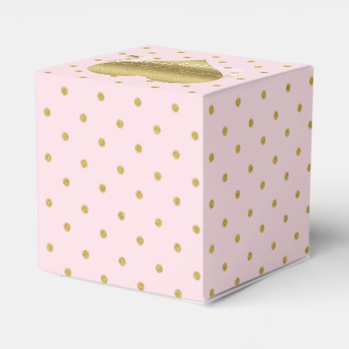 Pink And Gold Heart Polka Dots Party Favor Boxes