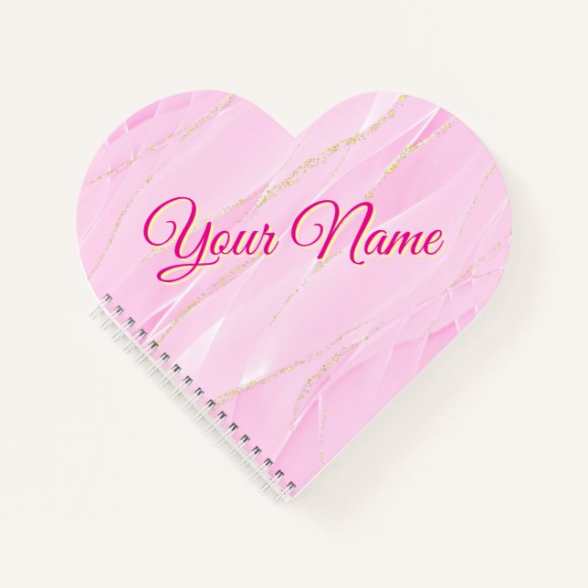 Pink and Gold Heart-Shaped Notebook (Front)