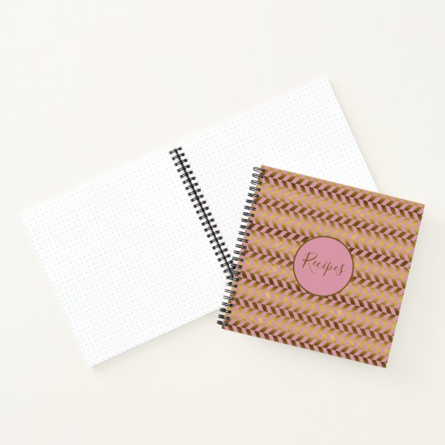 Pink and Gold Herringbone Recipes Notebook (Inside)