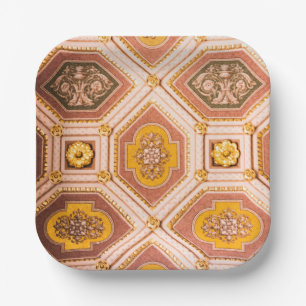 Pink and Gold Hungarian Architecture  Paper Plates