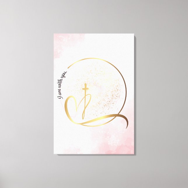 Pink and Gold I Am Stretched Canvas Print (Front)