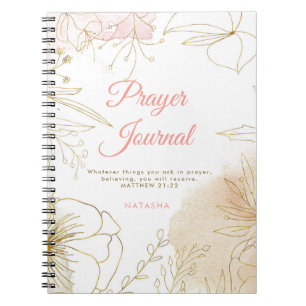 Pink and Gold Illustrated Floral Prayer Journal
