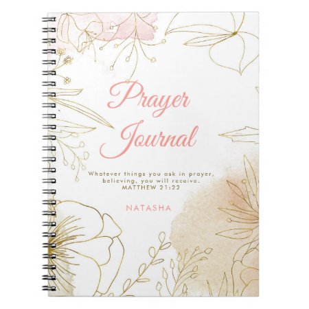 Pink And Gold Illustrated Floral Prayer Journal